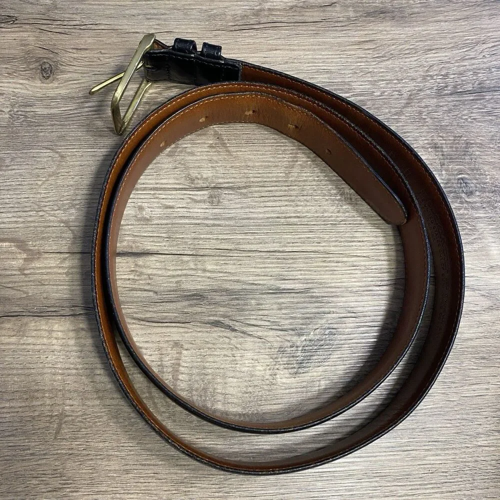 Vintage Coach 5800 Black Leather Belt Made in USA Solid Brass Buckle 44